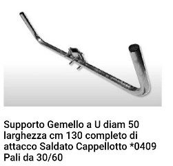 Supporto Gemello a U diam 50 larghezza cm 130 - OMC 0178